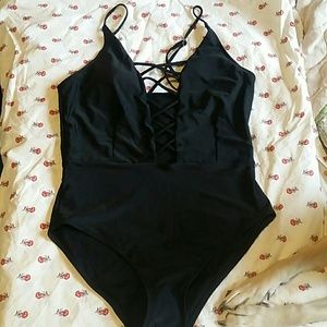Black Plunge Swimsuit